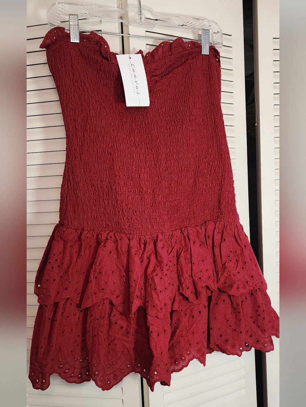 Baby Pink from canvas fashion gallery garnet red mini dress sz L strapless
